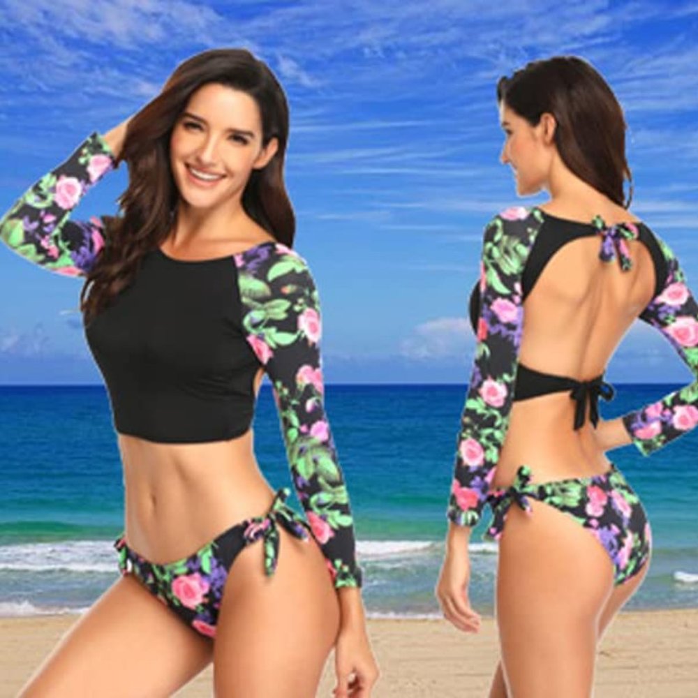 Leoparts Rash Guard Floral Long Sleeve 2pc NEW
